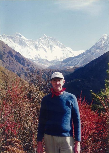 That's Mt. Everest, 10,000' or so above and slightly to the left of Jeff, November 1997
